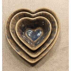 Boothe Mold Co. Set of 3 Heart Shaped Nesting Bowls Ceramic 1988  Fast Shipping